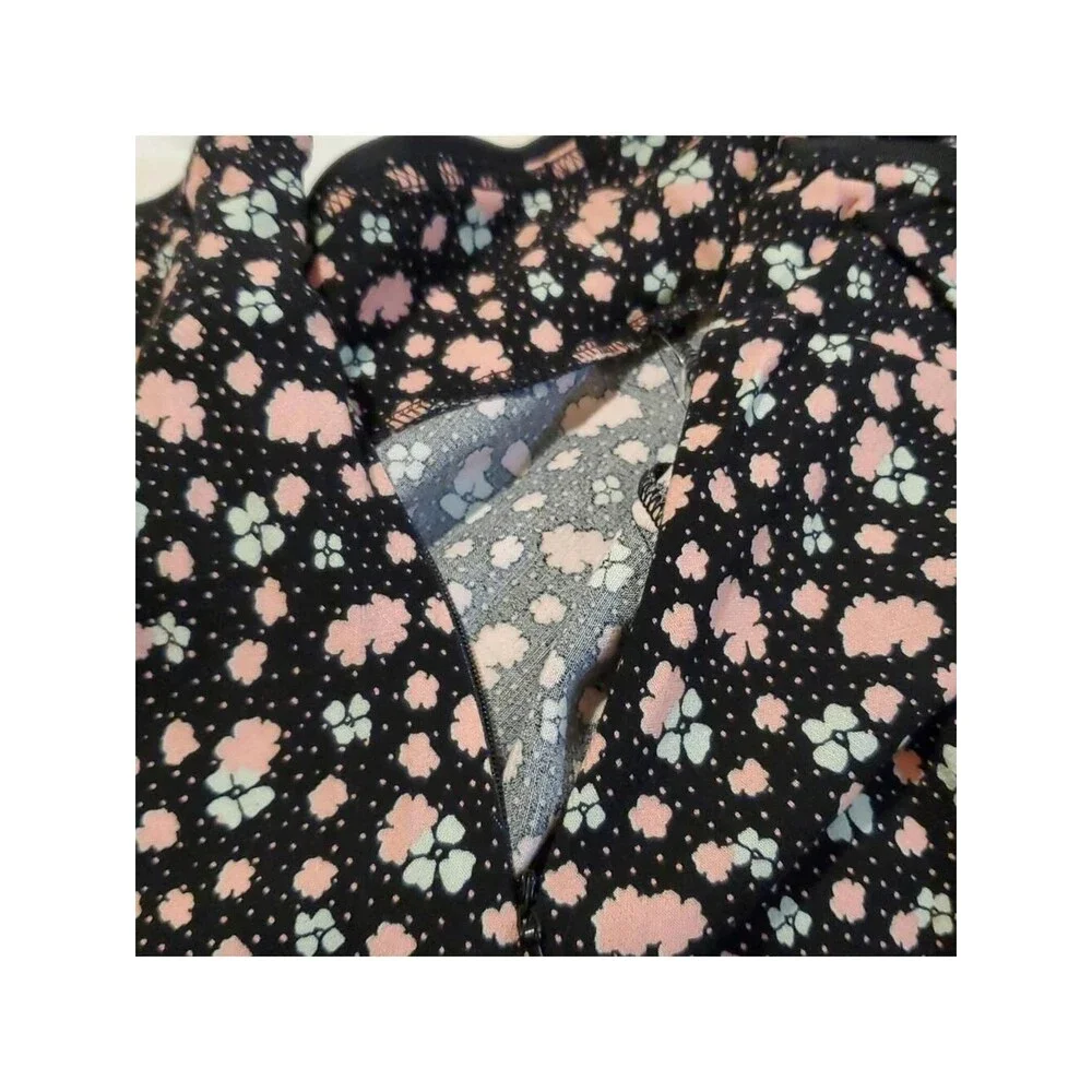 Free People Black and Pink A-Line Mini Skirt